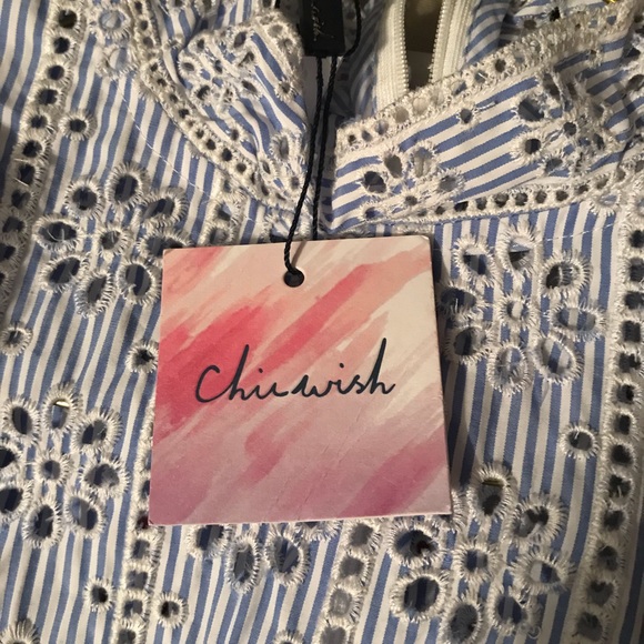 New Cotton Striped Blue Rear Zipper Top. - Picture 5 of 6